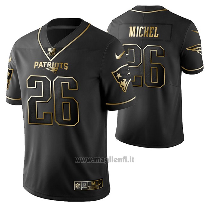 Maglia NFL Limited New England Patriots Sony Michel Golden Edition Nero